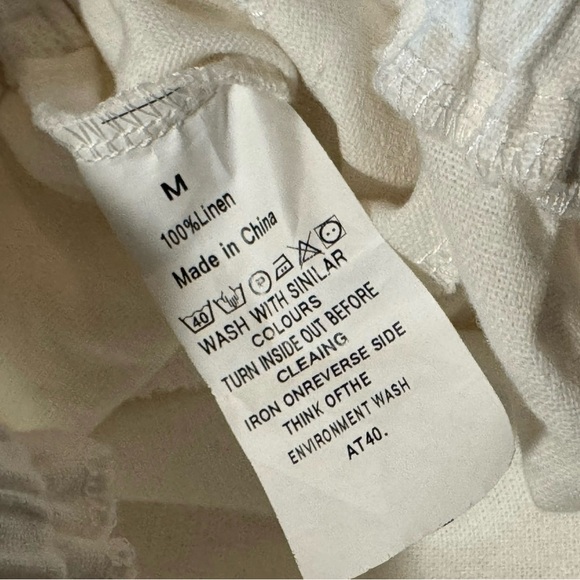 NWOT medium 100% linen harem pants cream off white ivory womens mens joggers - Picture 3 of 4